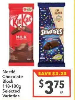 Supa Valu Nestlé Chocolate Block Selected Varieties offer