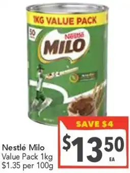 Supa Valu Nestlé Milo Value Pack offer