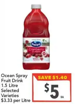 Supa Valu Ocean Spray Fruit Drink Selected Varieties offer