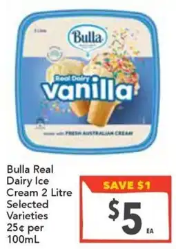 Supa Valu Bulla Real Dairy Ice Cream Selected Varieties offer