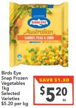 Supa Valu Birds Eye Snap Frozen Vegetables Selected Varieties offer