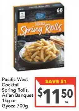 Supa Valu Pacific West Cocktail Spring Rolls, Asian Banquet or Gyoza offer