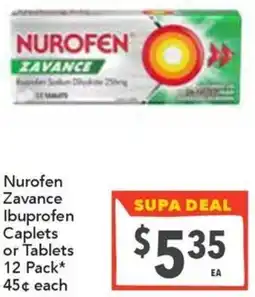 Supa Valu Nurofen Zavance Ibuprofen Caplets or Tablets offer