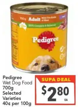 Supa Valu Pedigree Wet Dog Food Selected Varieties offer