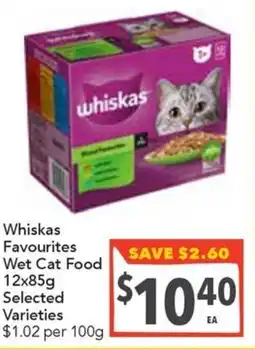 Supa Valu Whiskas Favourites Wet Cat Food Selected Varieties offer