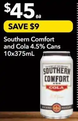 Supa Valu Southern Comfort and Cola 4.5% Cans offer