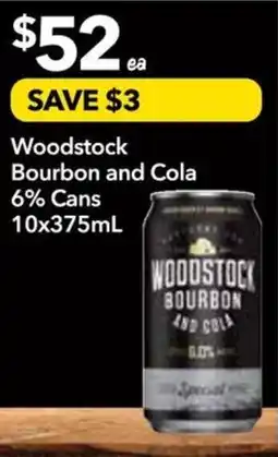 Supa Valu Woodstock Bourbon and Cola 6% Cans offer