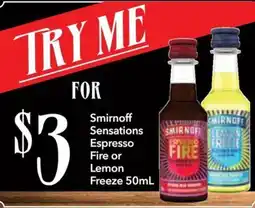 Supa Valu Smirnoff Sensations Espresso Fire or Lemon Freeze offer