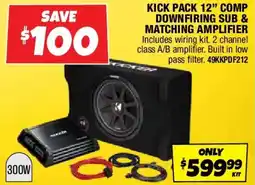 Autobarn Kick pack 12" comp downfiring sub & matching amplifier offer
