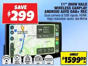 Autobarn 11" 200w halo wireless carplay android auto dab+ rec offer