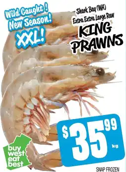Farmer Jack's Shark bay (wa) extra extra large raw king prawns offer