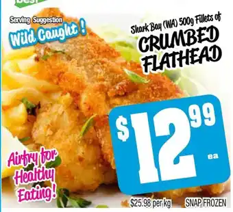 Shark bay (wa) fillets of crumbed flathead