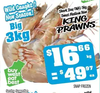 Shark bay (wa) sweet medium raw king prawns