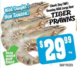 Farmer Jack's Shark bay (wa) running wild large raw tiger prawns offer