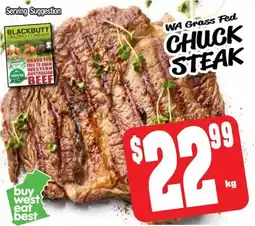 Farmer Jack's Wa grass fed chuck steak offer
