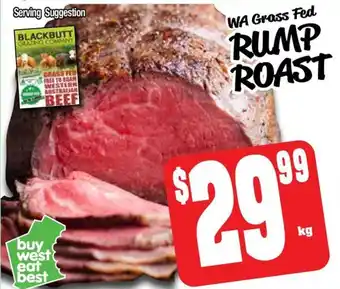 Farmer Jack's Wa grass fed rump roast offer