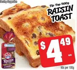 Farmer Jack's Tip top raisin toast offer