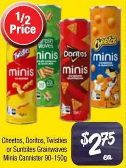 Farmer Jack's Cheetos, Doritos, Twisties or Sunbites Grainwaves Minis Cannister offer