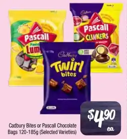Farmer Jack's Cadbury Bites or Pascall Chocolate Bags (Selected Varieties) offer