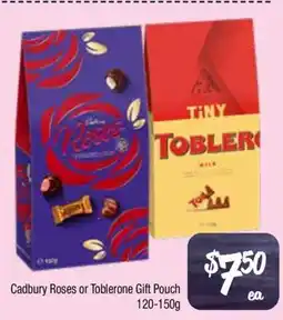 Farmer Jack's Cadbury Roses or Toblerone Gift Pouch offer