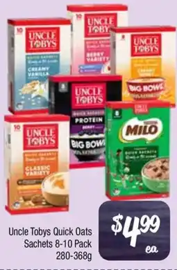 Farmer Jack's Uncle Tobys Quick Oats Sachets offer