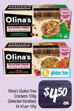 Farmer Jack's Olina's Gluten Free Crackers (Selected Varieties) offer