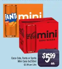 Farmer Jack's Coca-Cola, Fanta or Sprite Mini Cans offer