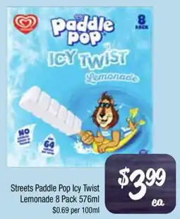 Farmer Jack's Streets Paddle Pop Icy Twist Lemonade offer
