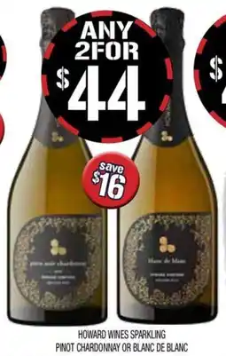 Farmer Jack's Howard wines sparkling pinot chardonnay or blanc de blanc offer