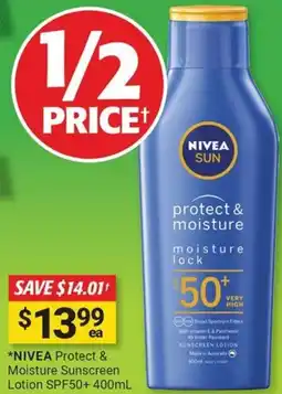 Cincotta Chemist Nivea protect & moisture sunscreen lotion spf50+ offer