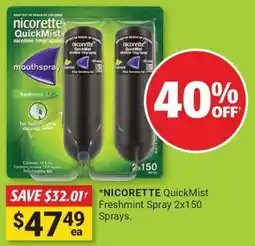 Cincotta Chemist Nicorette quickmist freshmint spray offer