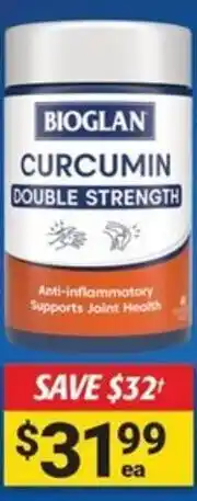 Cincotta Chemist Bioglan curcumin double strength offer
