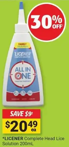 Cincotta Chemist Licener complete head lice solution offer