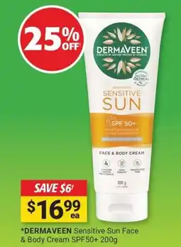 Cincotta Chemist Dermaveen sensitive sun face & body cream spf50+ offer