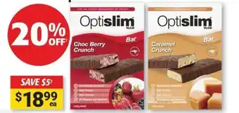 Cincotta Chemist Optislim vlcd choc berry crunch bar caramel crunch bar offer