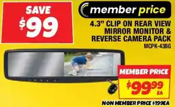 Autobarn 4.3" clip on rear view mirror monitor & reverse camera pack offer