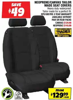 Autobarn Neoprene/canvas tailor made seat covers offer