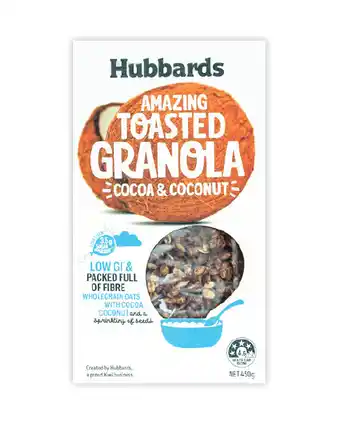 Woolworths Hubbards muesli, clusters & granola 450g offer