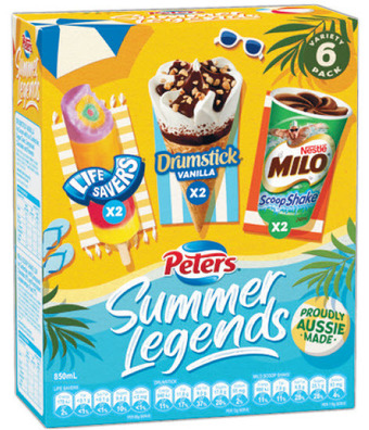 Woolworths Peters summer legends 850ml pk 6 – from the freezer offer