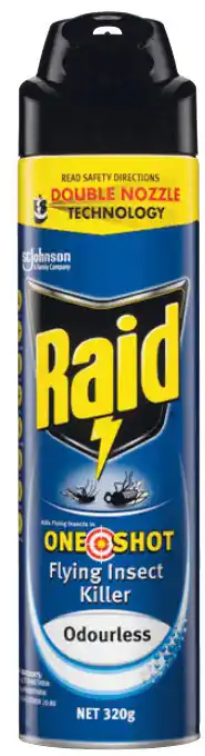 Raid one shot double nozzle flying or multipurpose insect killer 320g