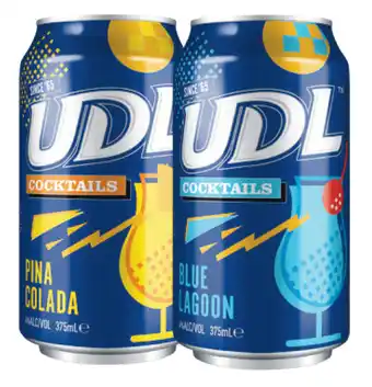 Woolworths Udl vodka cocktail cans 4x375ml offer