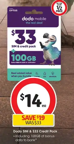 Coles Dodo sim & $33 credit pack offer