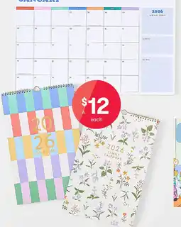 Kmart Jumbo, stripe or wildflower 2026 wall calendar offer