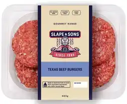 IGA Slape & Sons Gourmet Range Texas Beef Burgers 480g offer
