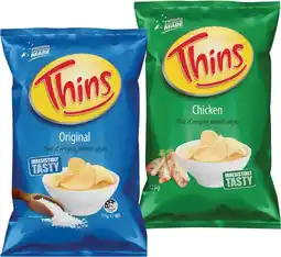 IGA Thins Chips 150-175g Selected Varieties offer