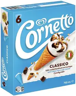 IGA Streets Cornetto Ice Cream Cones 6 Pack Selected Varieties offer