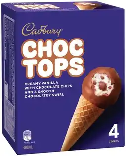 IGA Cadbury Choc Tops Ice Cream 4 Pack offer