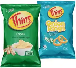 IGA Thins Chips 150‑175g or Thins Onion Rings 85g Selected Varieties offer