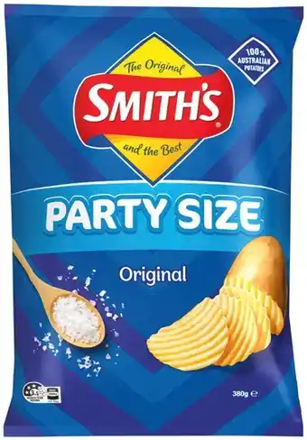 Smith’s Crinkle Cut Chips Party Size 380g Selected Varieties