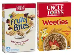 IGA Uncle Tobys Weeties 510g, Fruity Bites Wildberry Flavour 500g or Nestlé Nesquik Cereal 310g offer